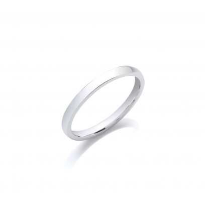 9ct White Gold Ring Court Shape Millgrain Edge Wedding Band